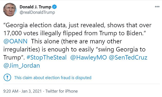 Loeffler's comments and the Georgia runoffs comes as President Donald Trump continues to push disputed claims that thousands of votes were not counted correctly for him in Georgia