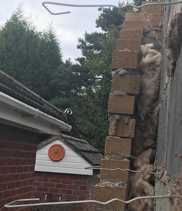 A quantity surveyor report confirmed that the builder had carried out works to a 'appallingly poor standard'. Pictured: Brick work by the builder