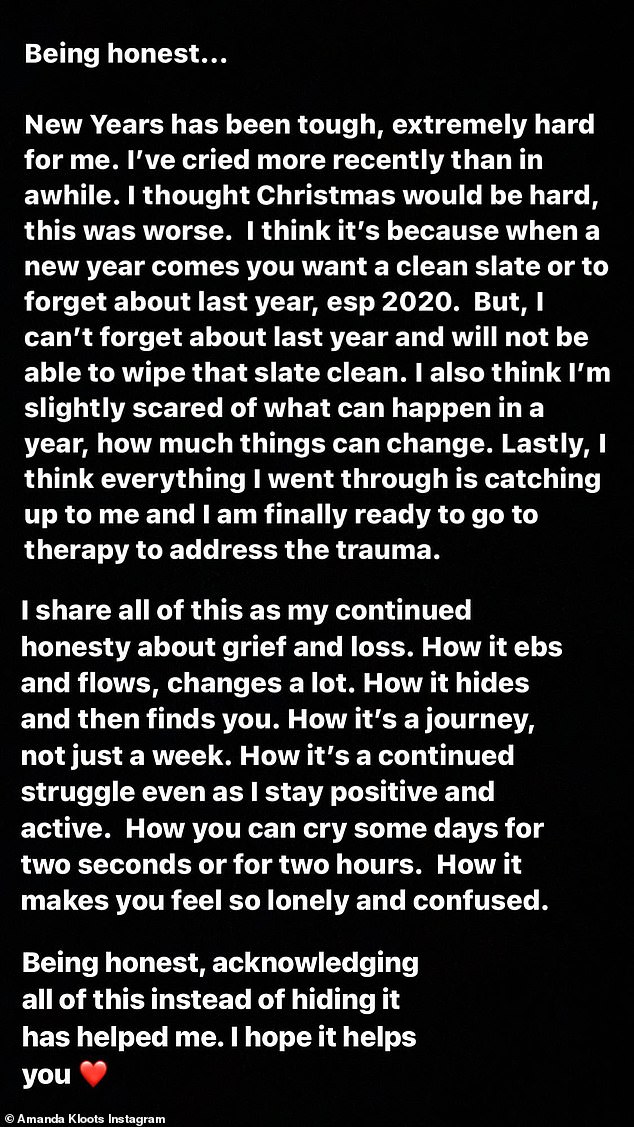 'New Years has been tough, extremely hard for me. I¿ve cried more recently than in awhile. I thought Christmas would be hard, this was worse,' she revealed on her Instagram Story