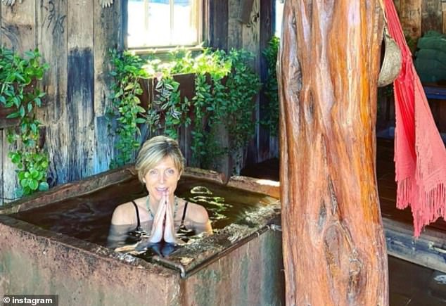 Rejuvenated: In her post, the mom explained that they alternated from soaking in the hot springs to ice water, saying it's 'one of the healthiest things for your body'
