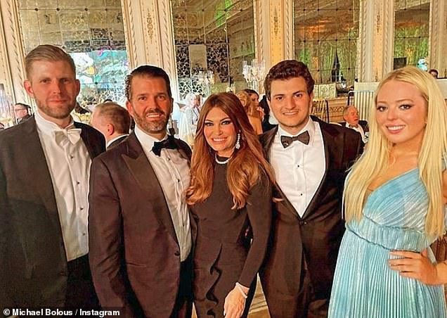 The Trumps: Tiffany and her boyfriend Michael Boulos (second from left) celebrated New Year's Eve at her father's Mar-a-Lago estate with her siblings and their respective partners
