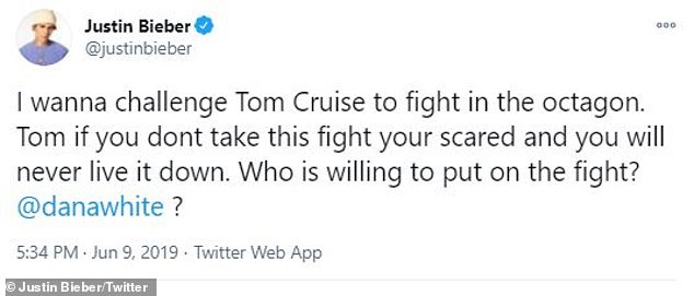 Talking trash: In 2019, the hitmaker challenged Tom Cruise to an MMA match over Twitter and tagged UFC president Dana White in his tweet