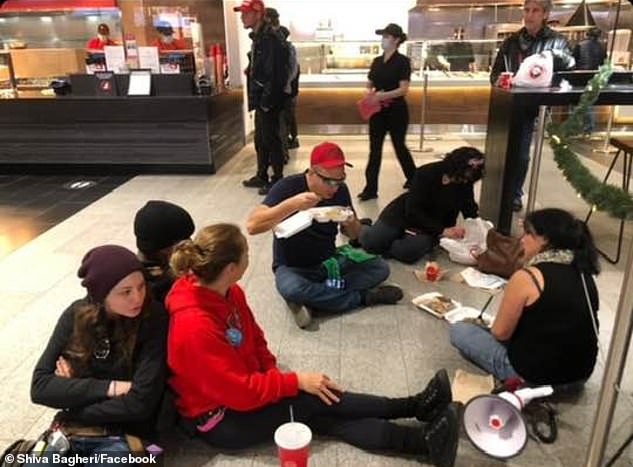 Bagheri uploaded an image to Facebook showing some of the group enjoying 'indoor dining' at the mall on Sunday