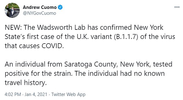 Cuomo said that the man is from Saratoga County, New York. Local reports have indicated that the man works at a jewelry store in Saratoga Springs