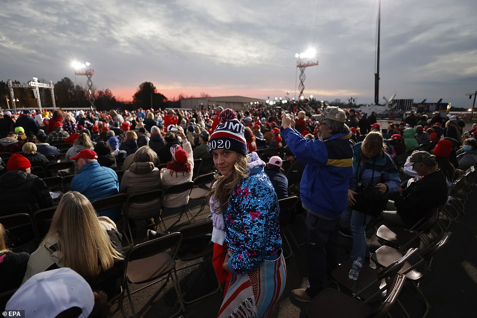 Supporters of Donald Trump begin to gather in Dalton hours before he participates in the election eve campaign rally