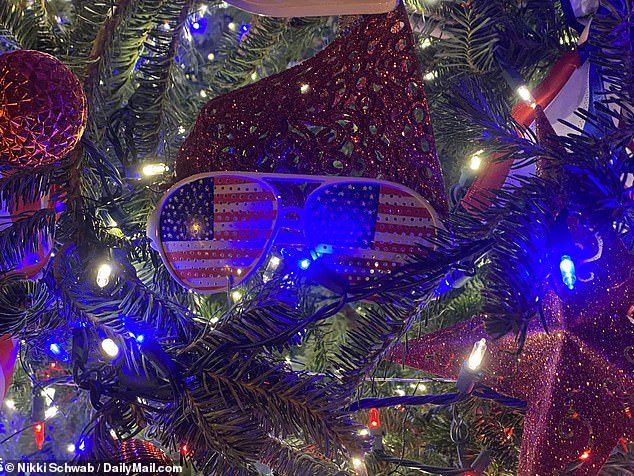 Biden's favorite style of sunglasses, aviators, were used as decoration throughout the tree, which included red, white and blue decor