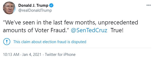 Trump tweeted approvingly about Sen. Ted Cruz (R-Texas)