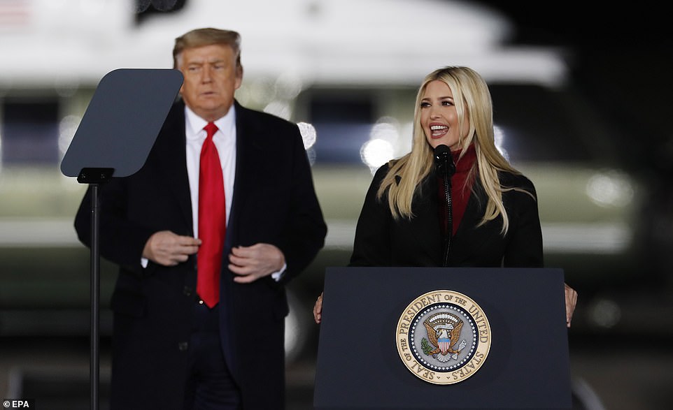 Donald Trump's daughter and senior adviser took to the stage at the GOP rally in Dalton, Georgia, Monday night where she threw her support behind both her dad and the two Republican Senate candidates Kelly Loeffler and David Perdue