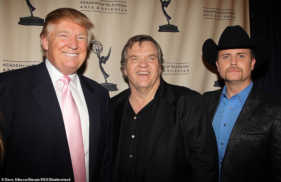 Trump, Meat Loaf and John Rich at An Evening with The Celebrity Apprentice event in New York in 2011. The singer appeared in the 2011 show with Trump