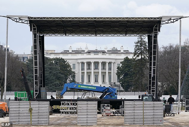 A stage is set up in front of the White House. Around 15,000 Trump supporters are expected