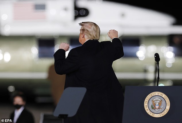 The president launched into some awkward shuffling and fist-pumping to the Village People song at the close of the last-ditch rally held to try to drum up support for the two GOP candidates Kelly Loeffler and David Perdue