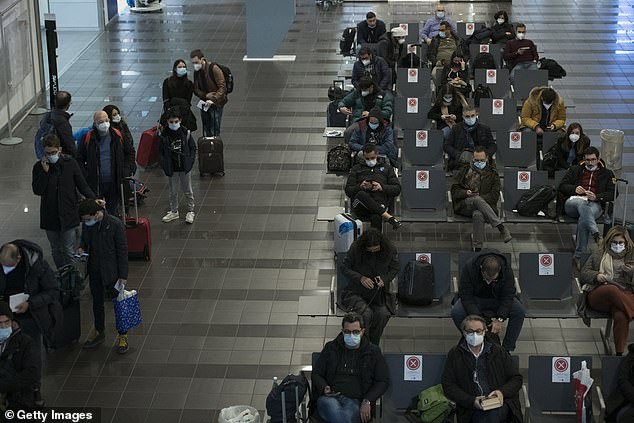 There were 13 million scheduled passenger flights flown in 2020 and just 3.8 million international flights as a result international borders shutting down - a dcrease of 67 percent Turin Airport, in Italy, pictured above last month)