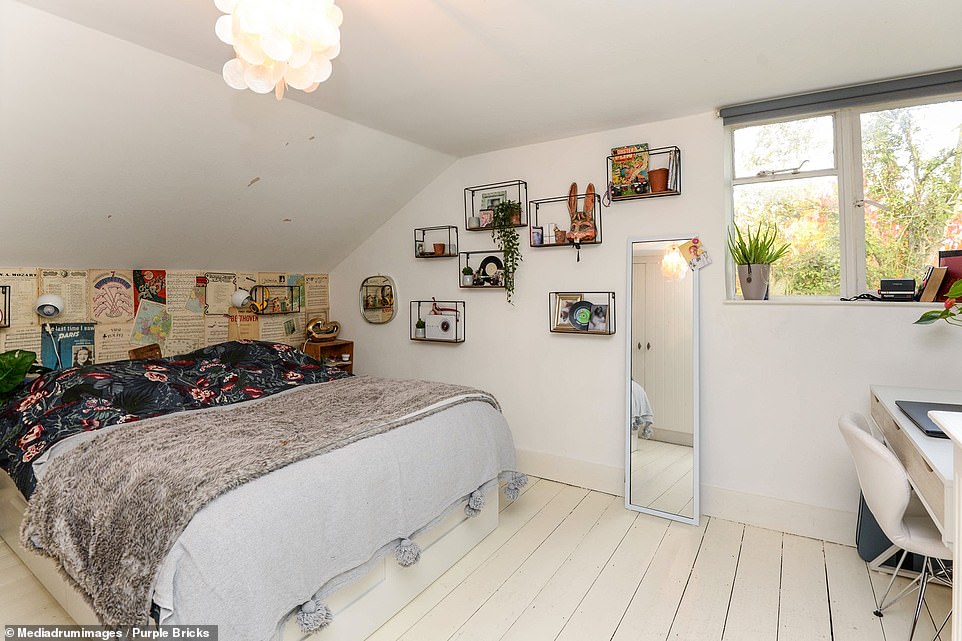 The home has been used in TV commercials by Marks & Spencer, Debenhams and John Lewis and for photoshoots by Disney, Jamie Oliver, Sam and Billie Faiers. Pictured one of the double bedrooms