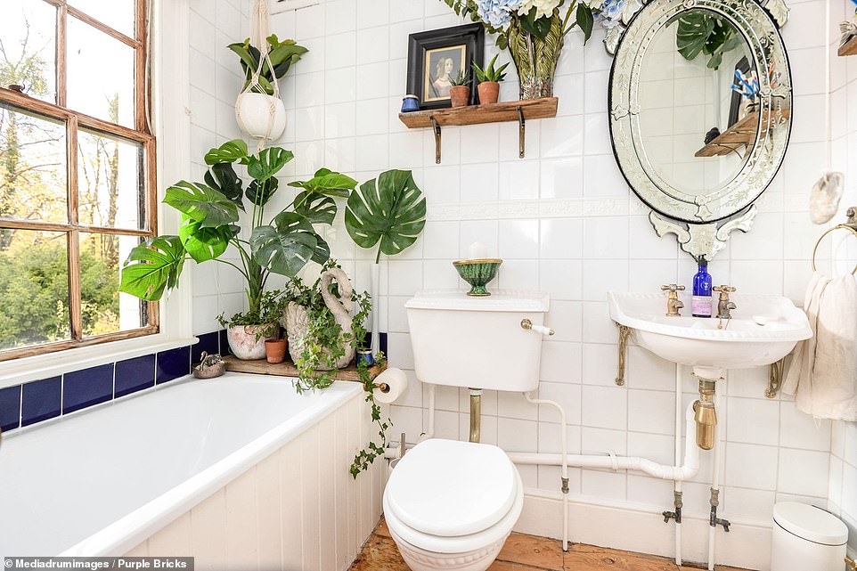 The property that has its own instagram account, @bromleylocation is currently on the market with Purple Bricks. Pictured is one of the home's two bathrooms