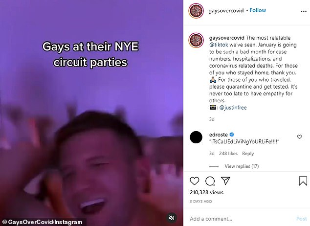 One clip taken from TikTok and titled 'Gays at their NYE circuit parties' showed a scenario of gay men partying during the New Year holiday weekend