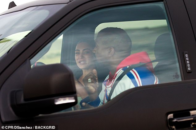The couple were photographed in Wyoming in late July as they met for marriage crisis talks. A tearful Kim was seen in a car with her husband as they appeared to be having an emotional discussion