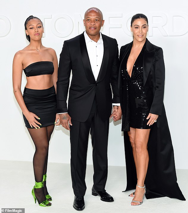 A declaration filed by Dre from his Certified Public Accountant claims that his ex only spends the still-enormous sum of $293,306 per month; seen in February with daughter Truly Young (L)
