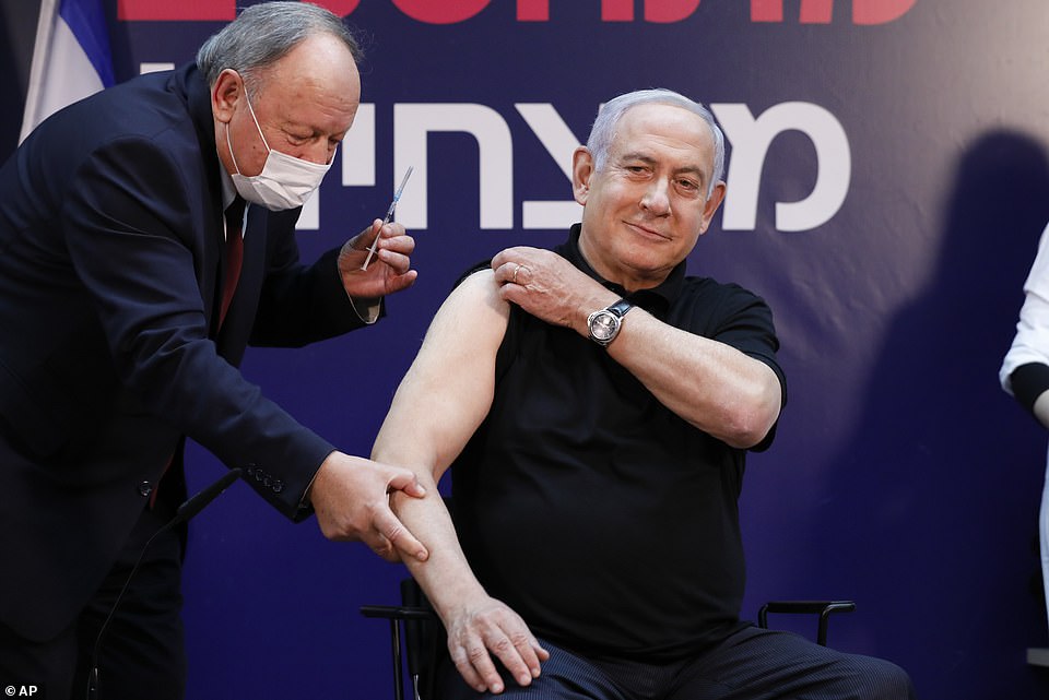 Israel's prime minister Benjamin Netanyahu has kept himself in the public eye during the rollout, becoming the first person in the country to get the jab on December 19