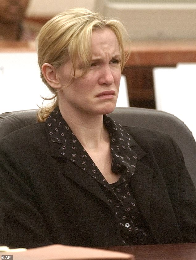 Defendant Susan Wright reacts as the prosecution gives their closing argument during her murder trial in Houston. On trial for stabbing her husband 193 times, Wright testified she killed her husband only after he raped her and threatened her with a butcher knife
