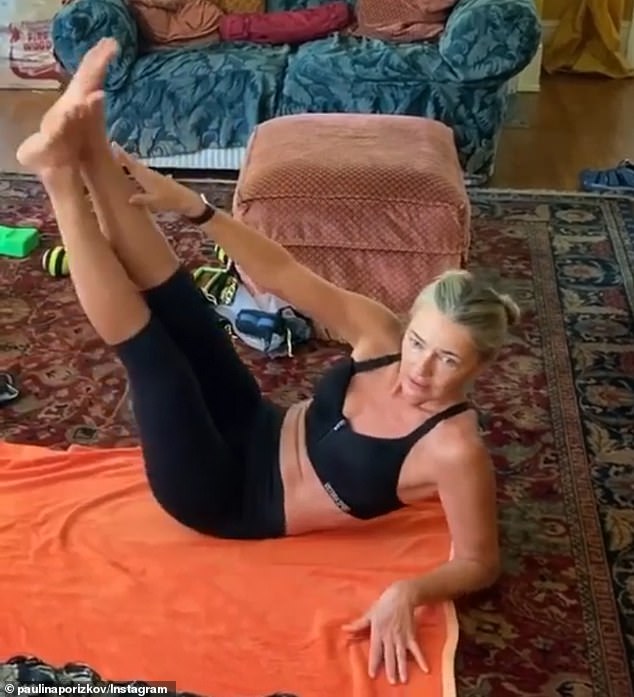 Secret to success: Over the summer, the model gave her fans a behind-the-scenes look at the pilates workout after leaving them in awe of her enviable abs the day before