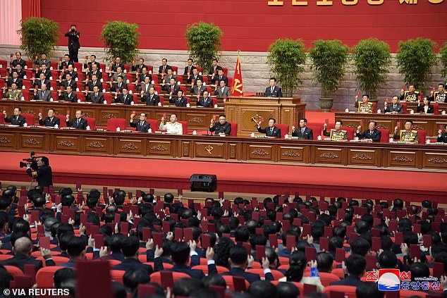 The Workers' Party Congress met in Pyongyang yesterday as thousands of delegates and observers sat closely together - amid continuing claims the country has yet to see a single coronavirus case