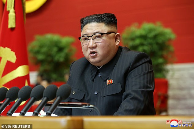 During Tuesday's speech, Mr Kim (pictured) described the difficulties as 'the worst of all' and 'unprecedented'