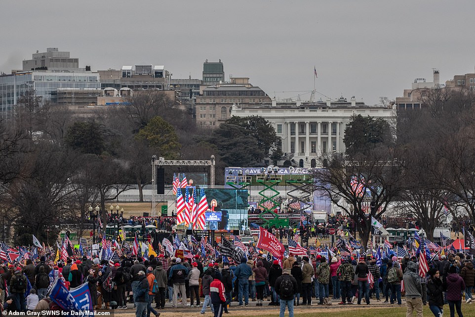 A large crowd of Trump supporters started gathering outside of the White House for a rally on Wednesday
