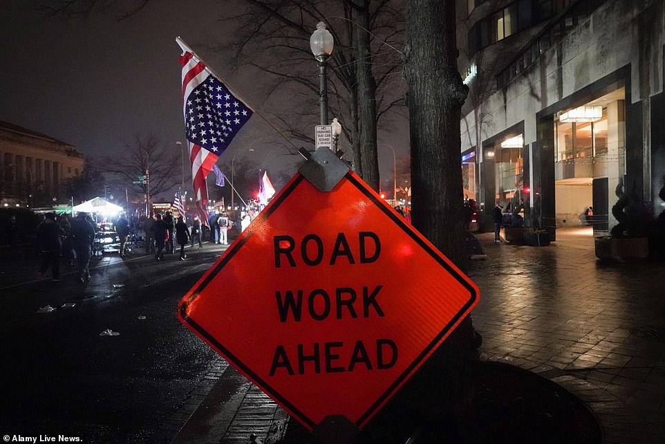 Streets in the capital were closed ahead of the expected protests by Trump fans