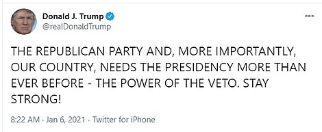 He also claimed, as it appeared the GOP will lose their Senate majority, that America need a Republican President because of veto power