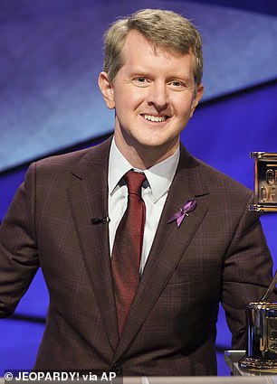 Behind the podium: Katie will succeed the game show's first guest host to take over after Alex Trebek's death, Greatest of All Time player, Ken Jennings