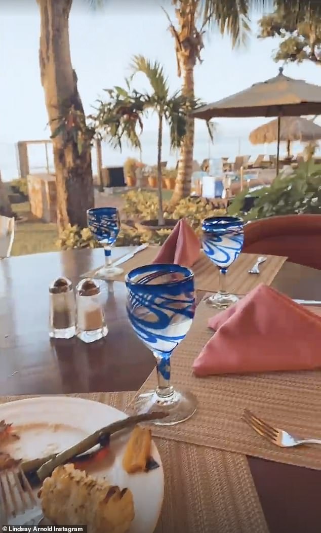 They sure live in luxury: The family enjoyed a sunset meal at the resort