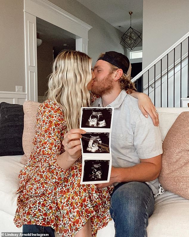 The pregnancy news: The couple had announced they were expecting in May and posted a string of ultra sound images on their social media. Arnold married her high school sweetheart Samuel Lightner Cusick in a ceremony in Salt Lake City, Utah, in 2015
