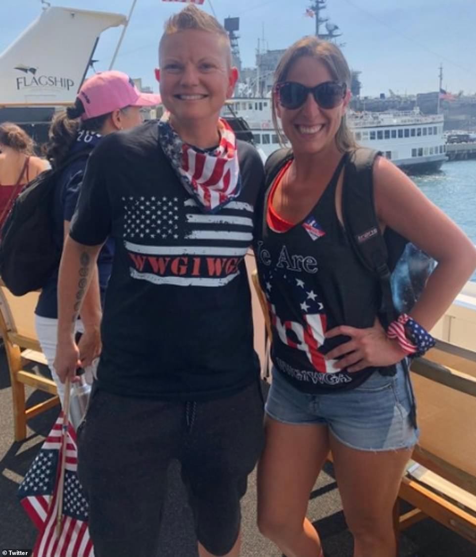 Babbit is pictured at a Trump boat parade in San Diego in September in a photo from her Twitter account