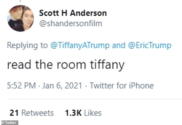 Social media users were quick to hit out at the president's daughter, telling her to 'read the room'