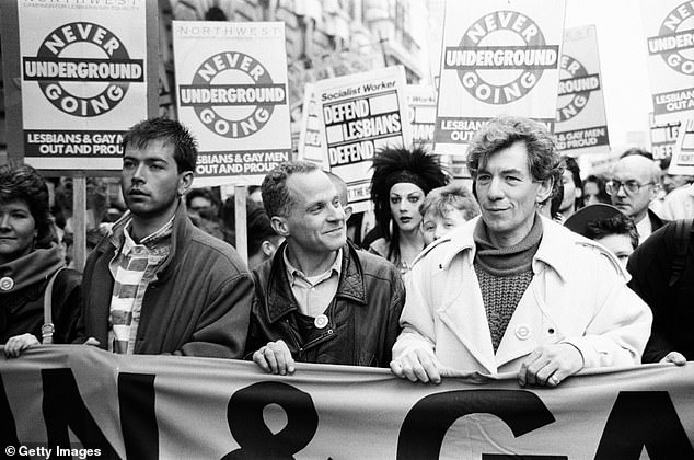 Activist: McKellen, right, came out in 1988 as a protest against Prime Minister Margaret Thatcher's section 28 that forbade local government and schools from 'promoting homosexuality'