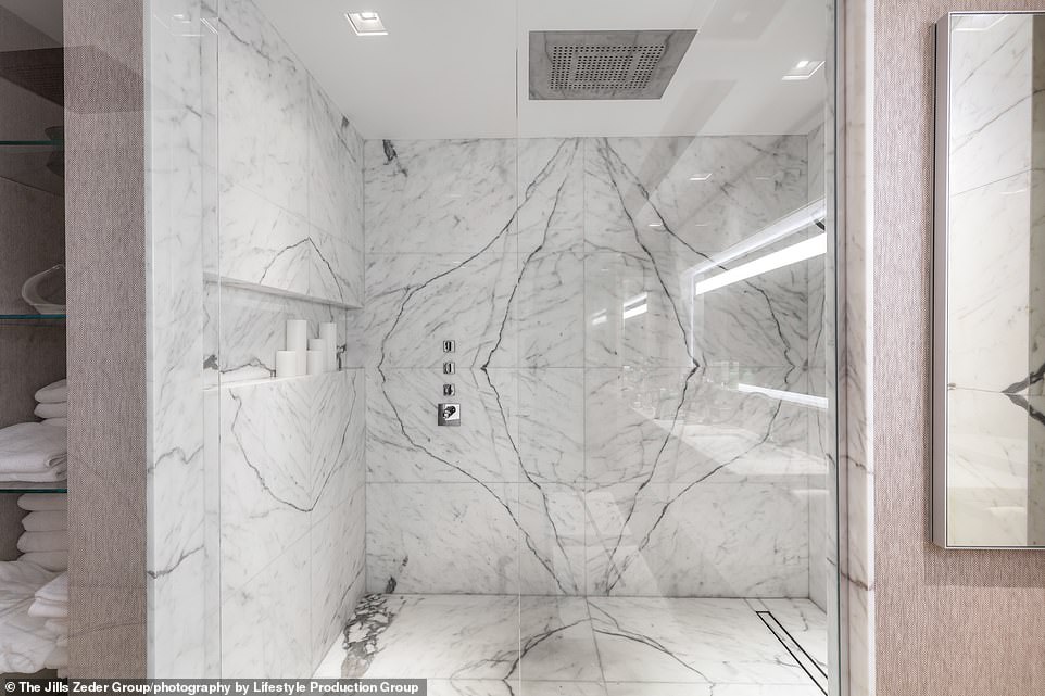 Large shower: A large shower also was included in a bathroom