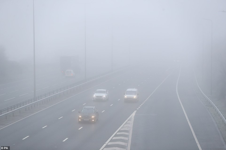 Conditions to bring a second 'Beast from the East' could 'Peter out,' experts have suggested, but Britain is already experiencing a cold snap, with fog lying over the M5 in Worcester earlier today