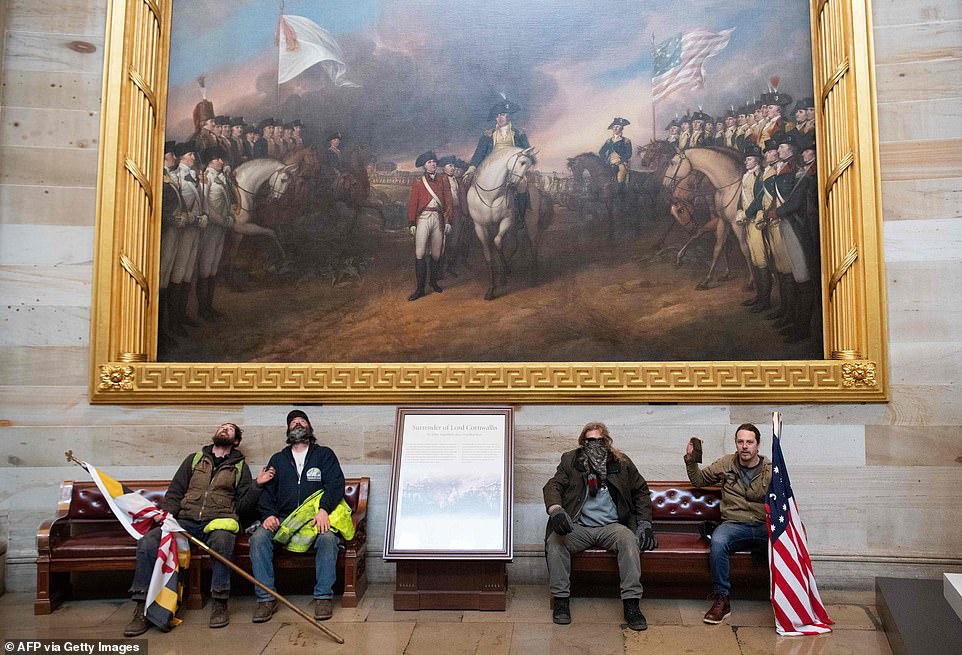Supporters of US President Donald Trump occupy the US Capitol Rotunda on January 6, 2021, in Washington, DC