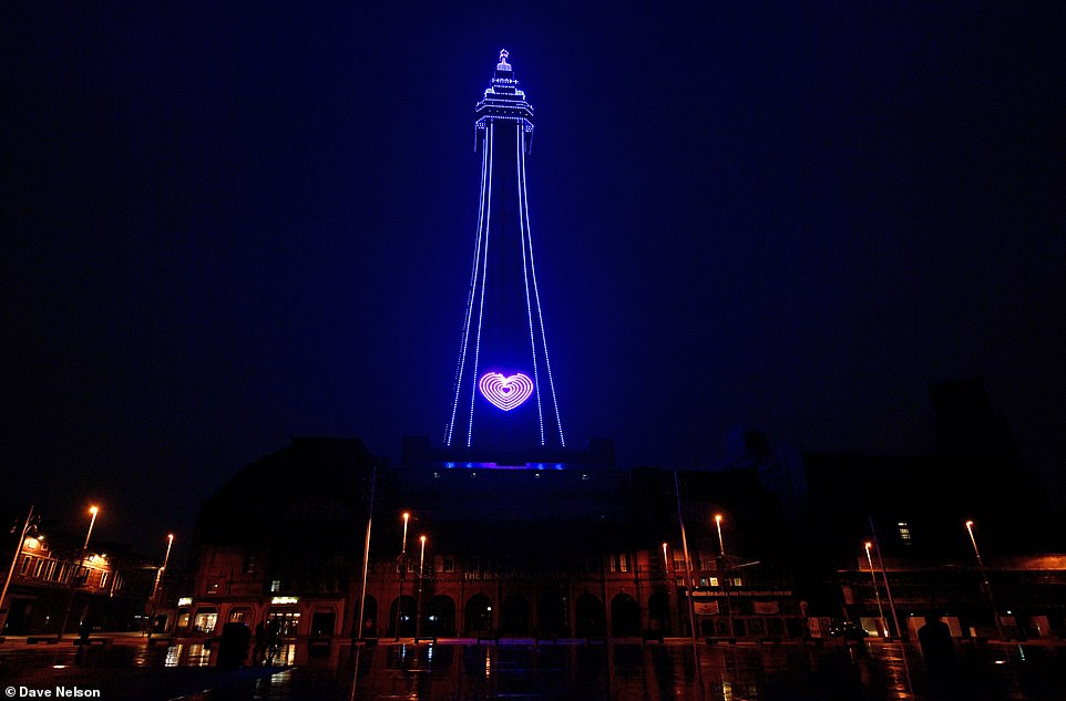 The Blackpool tower is illuminated in blue as the hundreds across the country show their support for frontline workers
