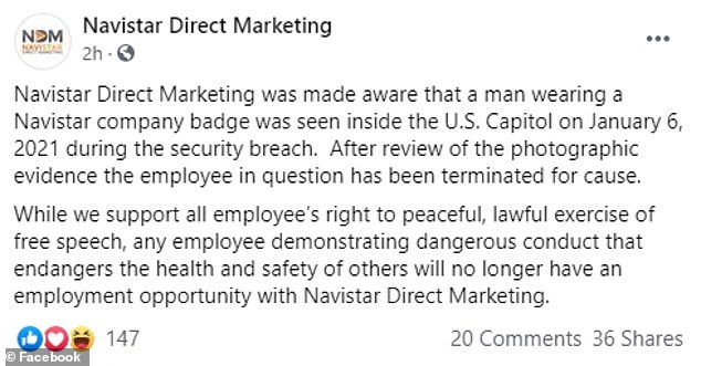 Navistar Direct Marketing issued this statement Thursday