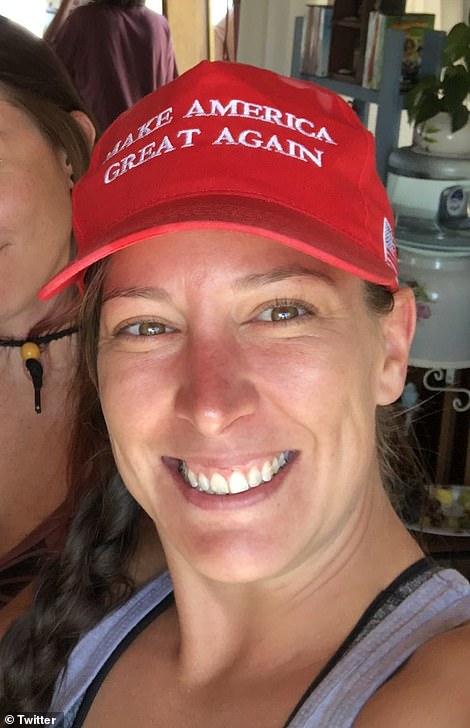 Ashli Babbitt (pictured) has been identified as the woman who was shot and killed inside the US Capitol when Donald Trump's supporters stormed the building and violently clashed with police in a bid to stop Joe Biden's victory being certified