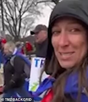 In the video Babbit says she is walking toward the Capitol after attending a rally where Trump encouraged his supporters cause a stir
