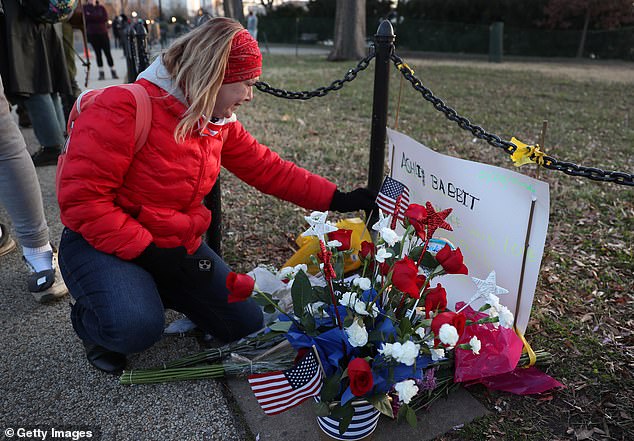 A makeshift memorial was set up near the Capitol in Babbit's honor on Thursday