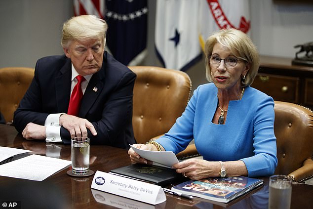 DeVos joined Trump's cabinet at the start of his presidency in 2017