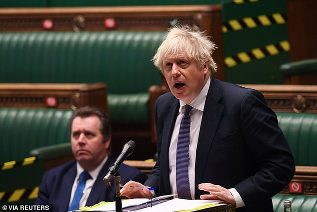 Boris Johnson today announced the NHS will be able to give 200,000 jabs every day by next Friday as part of ambitious lockdown-ending plans.