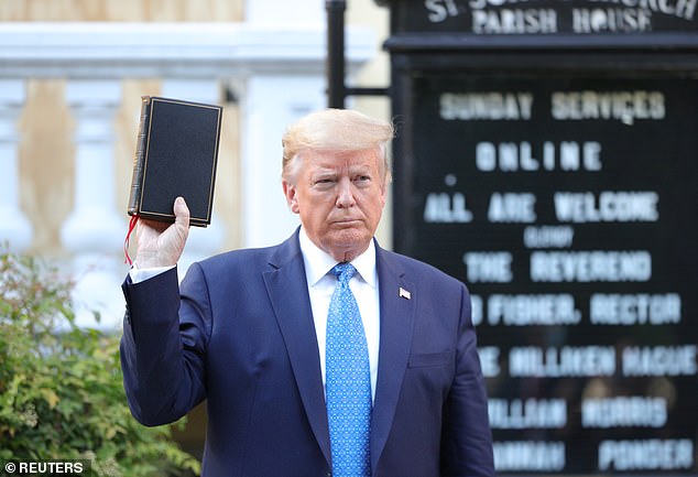 President Trump walked across from White House to St. John's Church to hold up a bible for a photo op