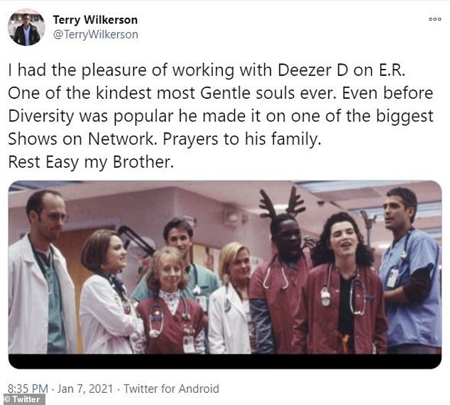 'One of the kindest most Gentle souls ever': Actor Terry Wilkerson wrote: 'I had the pleasure of working with Deezer D on E.R.'