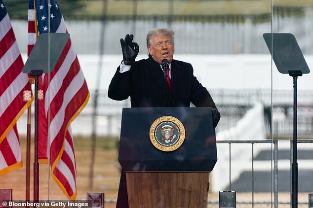 Carlson said the president was 'wrong' to encourage his supporters to descend on the Capitol during his speech at Wednesday morning's rally, pictured above