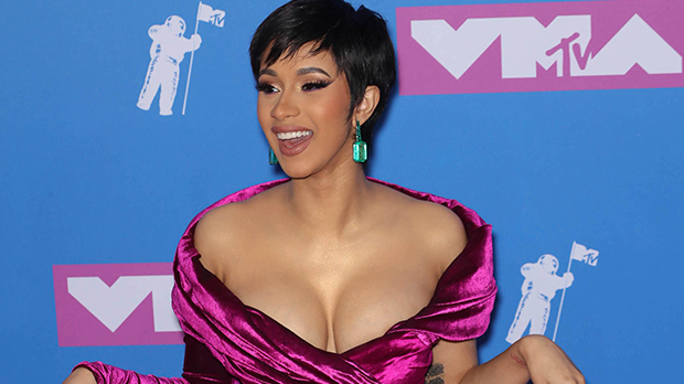 Cardi B Slays In Sexy Halter Crop Top & Unbuttoned Leather Pants — See Pic
