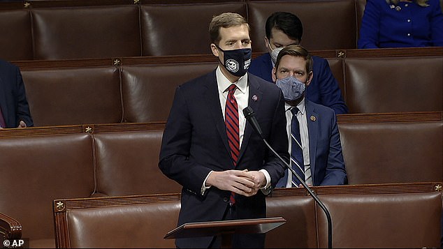 As 2 am neared, Rep Conor Lamb (pictured), a Pennsylvania Democrat who represents the Pittsburgh area, unloaded on the Republicans who objected to the vote from his state